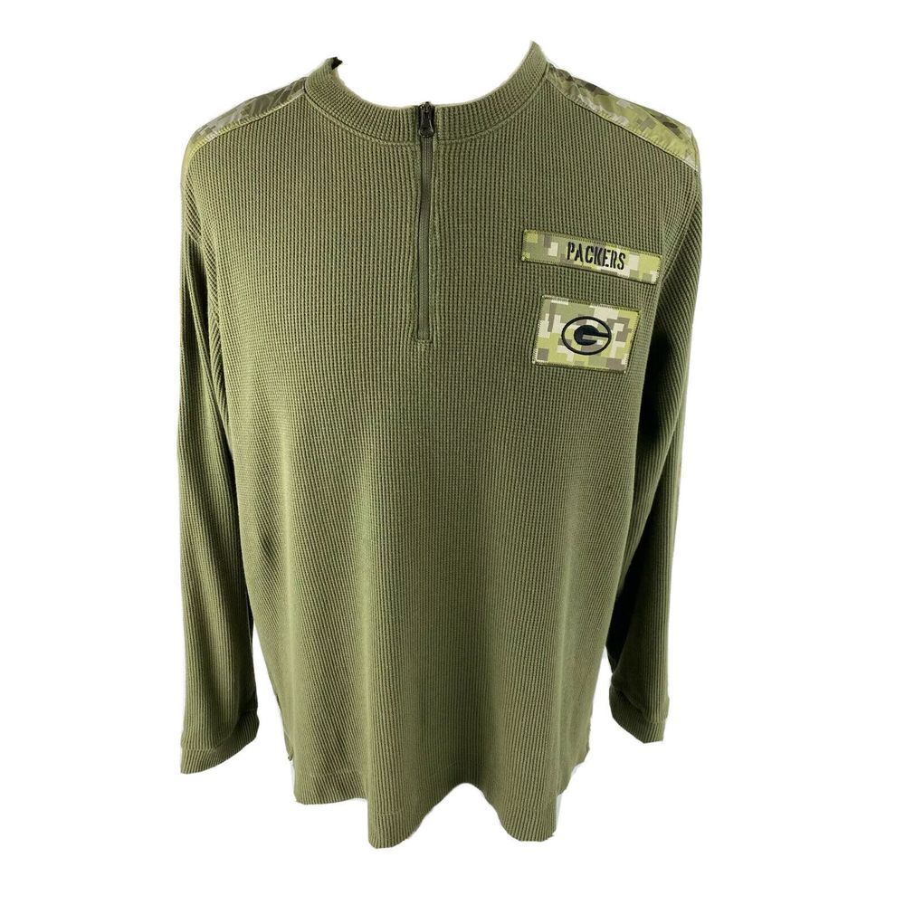 Nike L On Field Issued 1/4 Zip Waffle Knit Henley Green Bay Packers Doug Collins